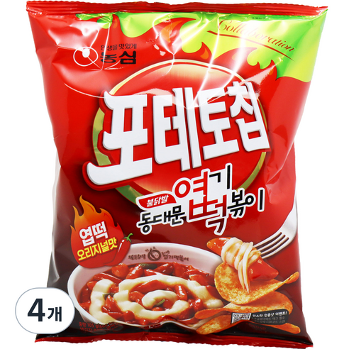 농심 포테토칩 엽떡 오리지널맛, 105g, 4개