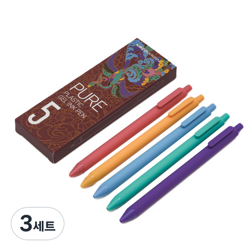 카코 퓨어 에디션 빈티지 젤펜 Ver 3 5종 세트 0.5mm, 혼합색상, 3세트