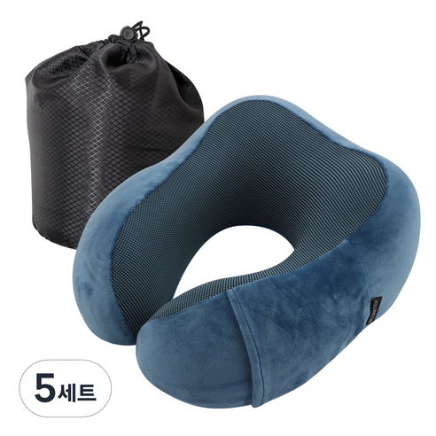 카템 떠나요 메모리폼 목쿠션 + 파우치, 블루, 5세트