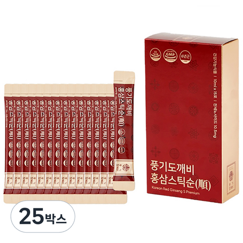 풍기도깨비 6년근 홍삼스틱 순 10ml X 15p, 150ml, 25박스