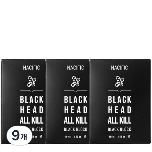 네시픽 블랙헤드 올킬 블랙 블록 클렌징 비누, 100g, 9개