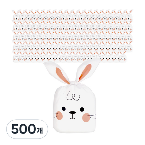 베리구즈 선물포장봉투 구디백 토끼귀 기프트백, 발그레토끼, 500개