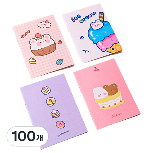 마켓감성 캐릭터 미니 연습장, 랜덤발송(디저트시리즈), 100개