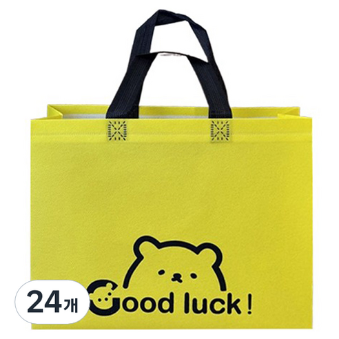 마켓감성 행운곰 부직포백 중형, 옐로우, 24개