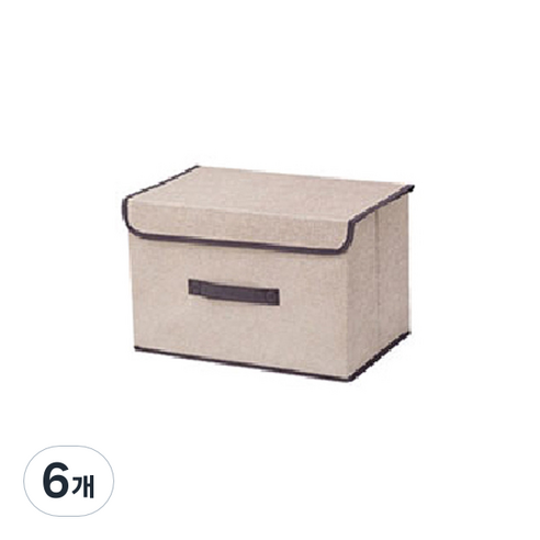 살림마녀 접이식 패브릭 수납박스, 아이보리, 6개