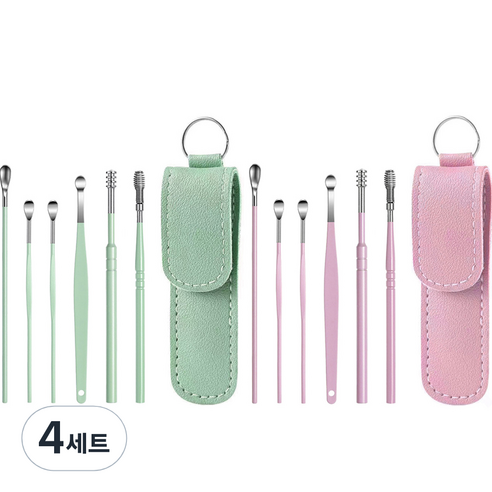 모나코올리브 손맛중독 귀이개 6종 파우치 세트 민트 + 핑크, 4세트