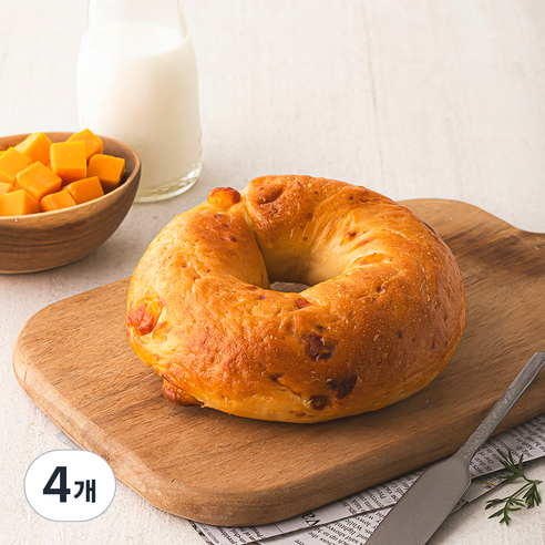 브로드카세 발효종 롤치즈 베이글, 120g, 1개입, 4개