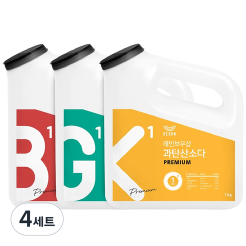 레인보우샵 왕톡톡이 삼총사 구연산 베이직 1kg + 베이킹소다 프리미엄 1kg + 과탄산소다 프리미엄 1kg, 4세트