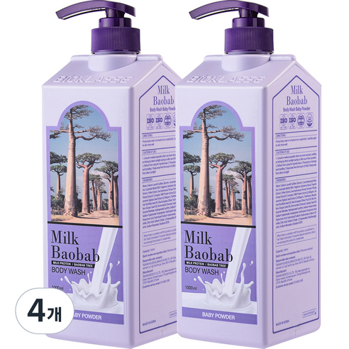 밀크바오밥 바디워시 베이비파우더향, 1000ml, 4개