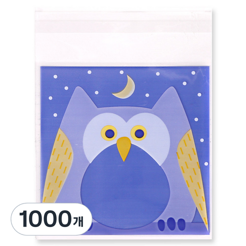 인디케이 달 부엉이 선물포장 비닐봉투, 혼합색상, 1000개