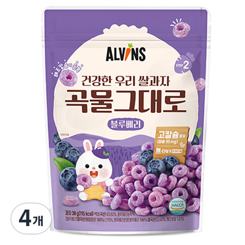 엘빈즈 건강한 우리 쌀과자 곡물그대로, 30g, 4개, 블루베리맛