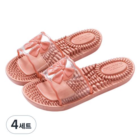 언헤브 리본 지압 슬리퍼 230, 03 코랄, 4세트