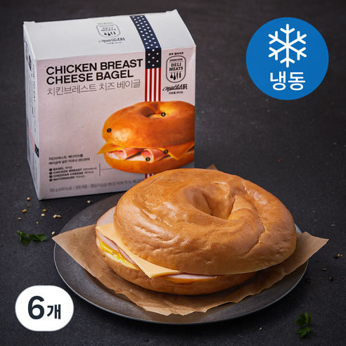 존쿡델리미트 치킨브레스트 치즈 베이글 (냉동), 160g, 6개