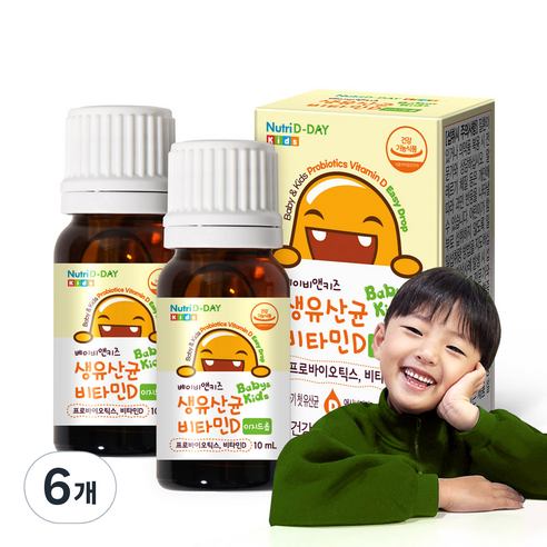 뉴트리디데이 베이비앤키즈 비타민D 이지드롭 생유산균, 10ml, 6개