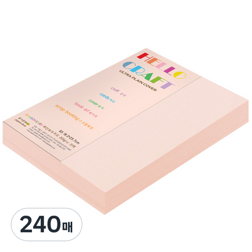 종이문화 두꺼운양면 칼라용지 레인보우카드 No22 라이트핑크, B5, 240매