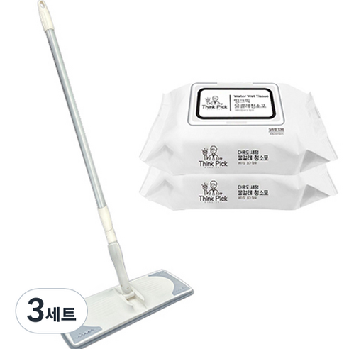 띵크픽 코코 밀대걸레 + 물걸레 청소포 대형 2p 세트, 3세트