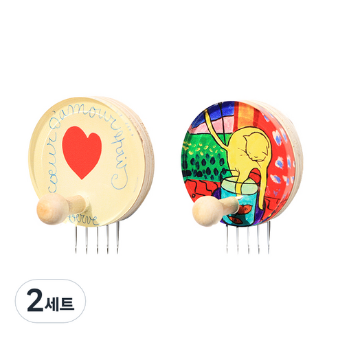 꼭꼬핀 아트 꼭꼬핀 부착형 2종 세트, 앙리마티스 하트, 고양이, 2세트