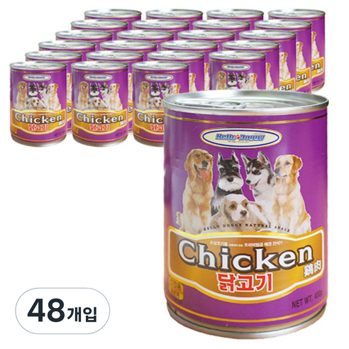 헬로도기 애견 캔 간식, 48개, 400g, 닭고기