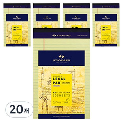 스탠다드 리갈패드 A5 50매, yellow, 1개입, 20개