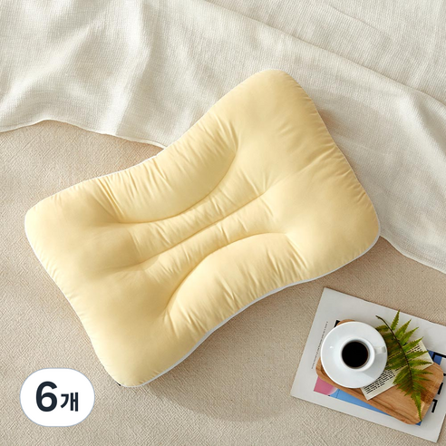 모던하우스 ON 부드럽고 낮은 목이 편안한 메쉬 경추 베개, 옐로우, 6개