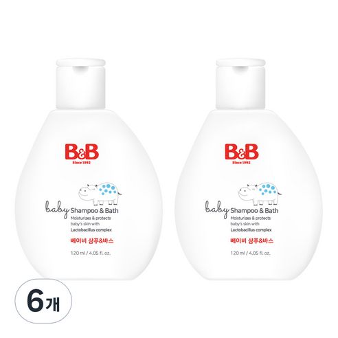 비앤비 베이비 샴푸 & 바스, 6개, 120ml