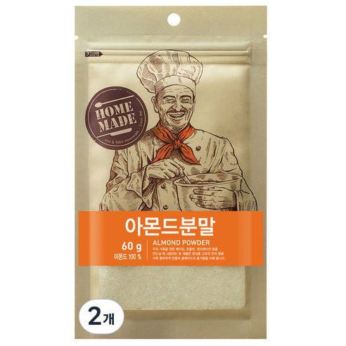 [큐원] 홈메이드 아몬드 분말, 60g, 2개