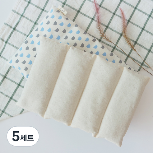 팥앤찜 휴대용 팥 복부찜질팩 + 커버 하늘튤립 세트, 5세트