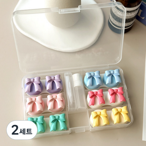 특별한상점 요일별 6개 귀여운 콘택트렌즈 케이스 흡착봉 집게 세트, C, 2세트