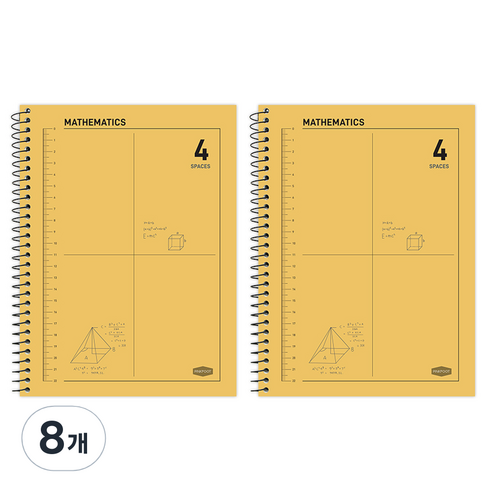 핑크풋 3000 4분할 수학 연습장, 옐로우, 8개