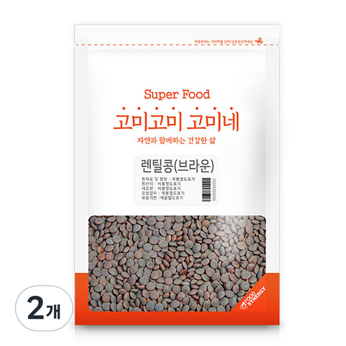 고미네 브라운렌틸콩, 500g, 2개