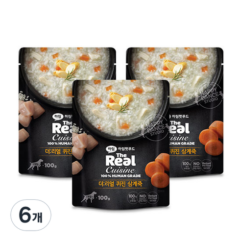 하림펫푸드 더리얼 퀴진 강아지 삼계죽, 100g, 6개