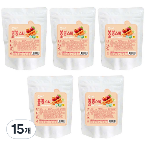 오늘도 유기농 쌀과자 봉봉스틱, 사과당근, 25g, 15개