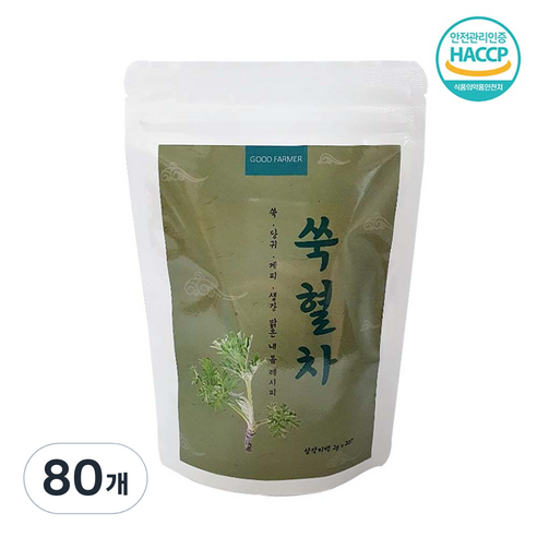 착한농부 쑥 생강 계피 참당귀뿌리 쑥혈차, 2g, 80개, 4개, 20개입