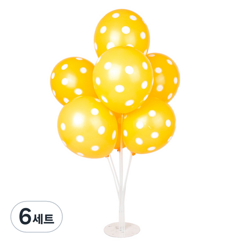 파티쇼 풍선꽂이 장식세트 70cm, 도트레몬, 6세트
