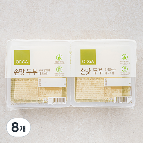 ORGA 우리콩이라 더 고소한 손맛 두부, 300g, 8개