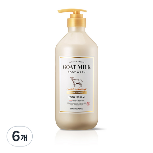 샤워메이트 산양유 바디워시 마누카허니, 800ml, 6개