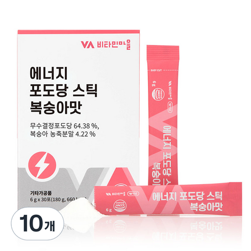 비타민마을 에너지 포도당 스틱 복숭아맛 30p, 6g, 30개입, 10개
