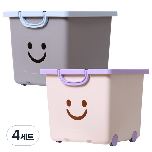 보노하우스 국내 제조 모던 해피박스, 그레이, 아이보리, 370 x 370 x 320 mm, 4세트