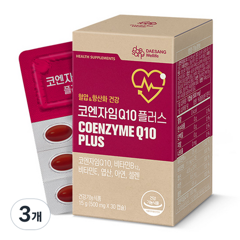 대상웰라이프 코엔자임 Q10 플러스 15g, 30정, 3개