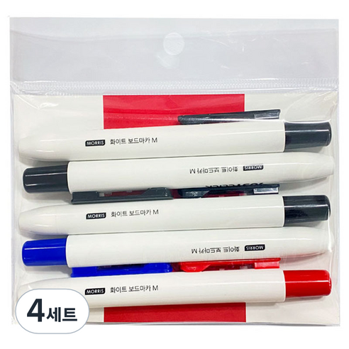 모리스 저스트클릭 보드마카M 블랙 3p + 블루 + 레드 세트, Black, Blue, Red, 4세트