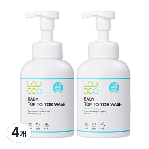 루아코 베이비 탑투토 워시 올인원클렌저, 500ml, 4개