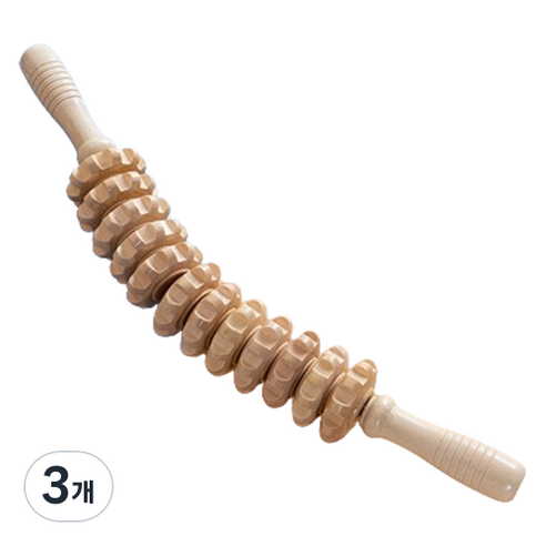 모두의시작 원목 나무 마사지 롤러 43cm, 라이트브라운, 3개