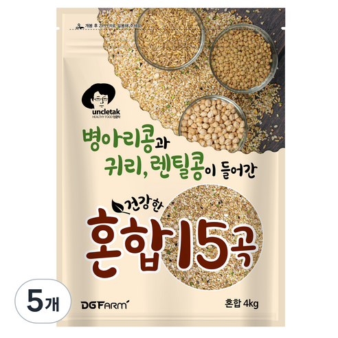 엉클탁 병아리콩과 귀리 렌틸이 들어간 혼합 15곡, 4kg, 5개