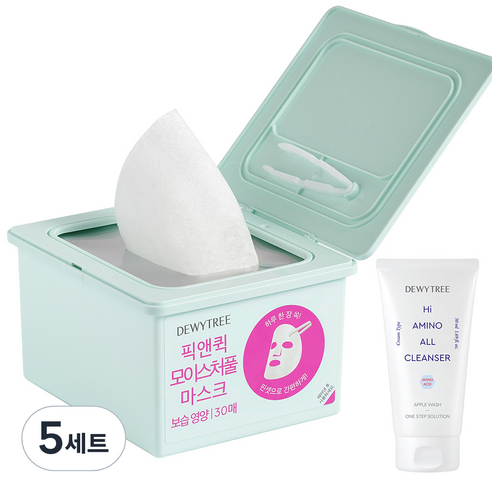 듀이트리 스페셜 픽 앤 퀵 모이스처풀 마스크 + 하이아미노 폼 50ml, 5세트