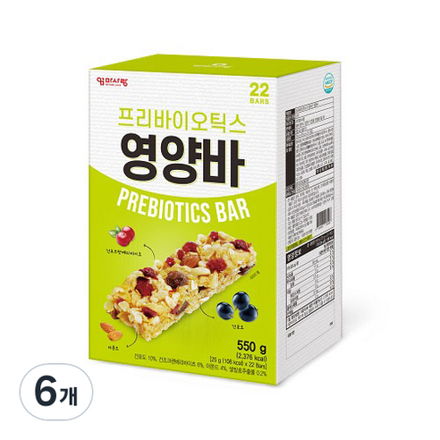 엄마사랑 프리바이오틱스 영양바, 550g, 6개