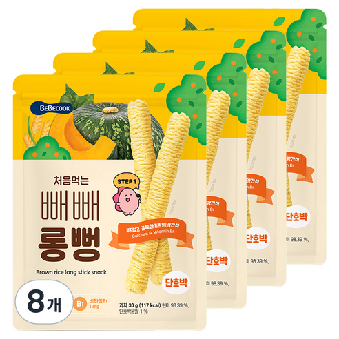 베베쿡 처음먹는 빼빼롱뻥 30g, 8개, 단호박
