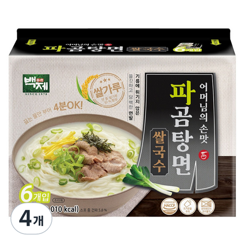 백제 파곰탕면 쌀국수 6p, 561g, 4개