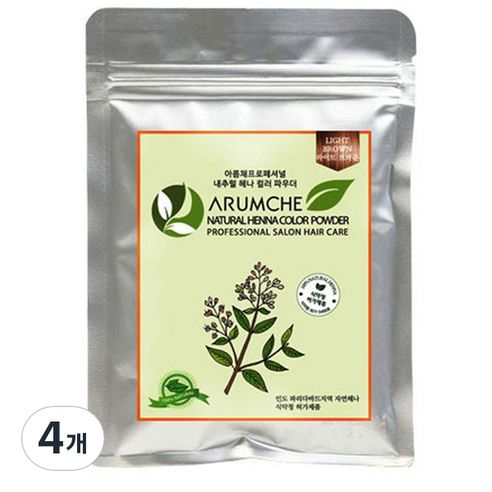 아름채 내추럴헤나 케미칼 파우더 100g, 라이트브라운, 4개