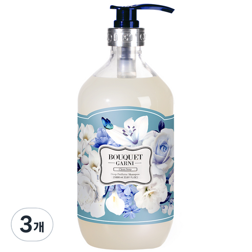 부케가르니 딥퍼퓸 샴푸 클린솝, 1000ml, 3개