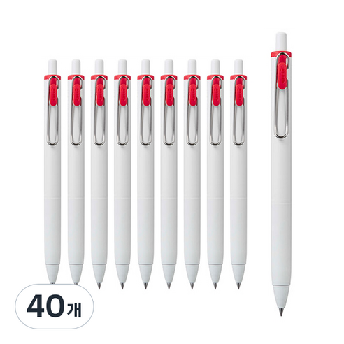 유니볼원 중성 잉크펜 0.5mm, 레드, 40개